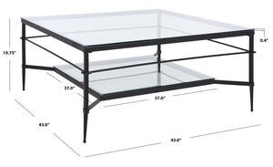 Safavieh MIEKA Glass Cocktail Table - Modern Minimalist Design for Stylish Living Rooms and Entertaining Spaces Black AMH8307C