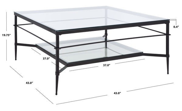 Safavieh MIEKA Glass Cocktail Table - Modern Minimalist Design for Stylish Living Rooms and Entertaining Spaces Black AMH8307C