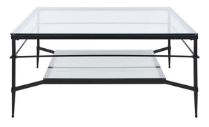 Safavieh MIEKA Glass Cocktail Table - Modern Minimalist Design for Stylish Living Rooms and Entertaining Spaces Black AMH8307C