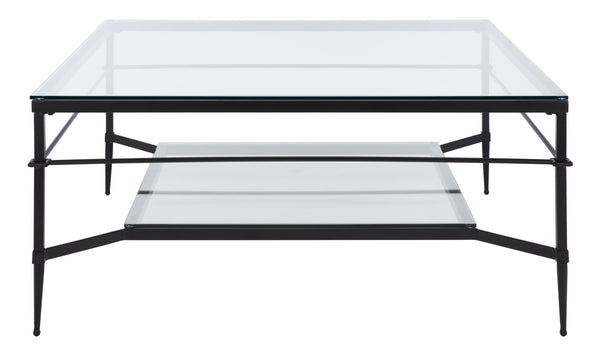 Safavieh MIEKA Glass Cocktail Table - Modern Minimalist Design for Stylish Living Rooms and Entertaining Spaces Black AMH8307C