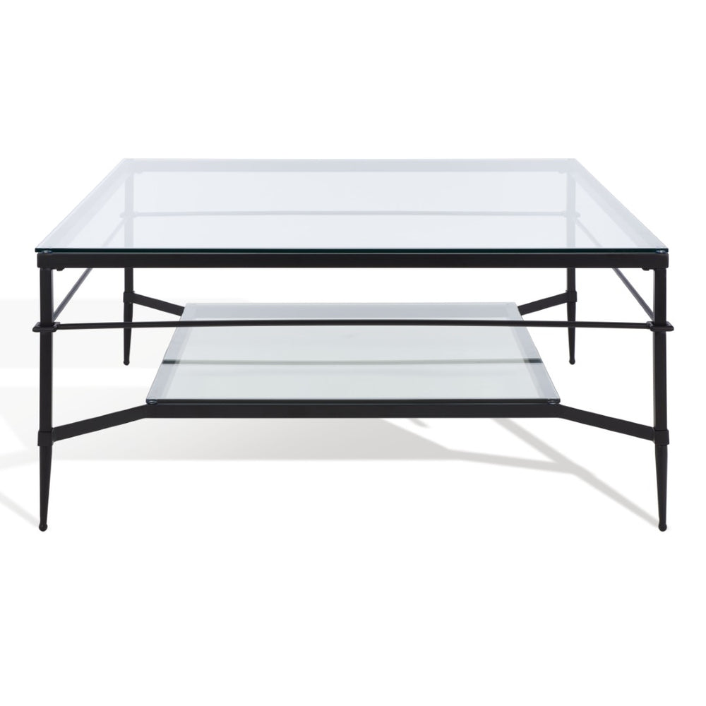 Safavieh MIEKA Glass Cocktail Table - Modern Minimalist Design for Stylish Living Rooms and Entertaining Spaces Black AMH8307C