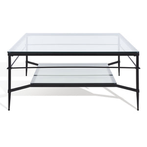 Safavieh MIEKA Glass Cocktail Table - Modern Minimalist Design for Stylish Living Rooms and Entertaining Spaces Black AMH8307C