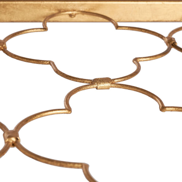 Safavieh HANZEL Gold Leaf Glass Side Table - Elegant Quatrefoil Design for Living Room, Bedroom & Entryway AMH8312A