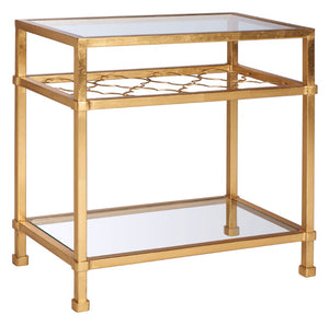 Safavieh HANZEL Gold Leaf Glass Side Table - Elegant Quatrefoil Design for Living Room, Bedroom & Entryway AMH8312A