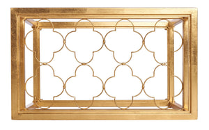Safavieh HANZEL Gold Leaf Glass Side Table - Elegant Quatrefoil Design for Living Room, Bedroom & Entryway AMH8312A