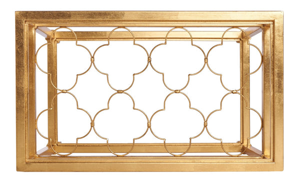 Safavieh HANZEL Gold Leaf Glass Side Table - Elegant Quatrefoil Design for Living Room, Bedroom & Entryway AMH8312A