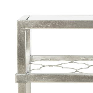 Safavieh HANZEL Silver Leaf Glass Side Table - Stylish Quatrefoil Design for Glamorous Small Spaces AMH8312B