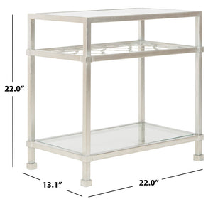 Safavieh HANZEL Silver Leaf Glass Side Table - Stylish Quatrefoil Design for Glamorous Small Spaces AMH8312B