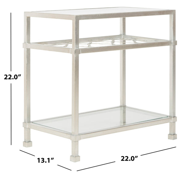 Safavieh HANZEL Silver Leaf Glass Side Table - Stylish Quatrefoil Design for Glamorous Small Spaces AMH8312B