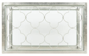 Safavieh HANZEL Silver Leaf Glass Side Table - Stylish Quatrefoil Design for Glamorous Small Spaces AMH8312B
