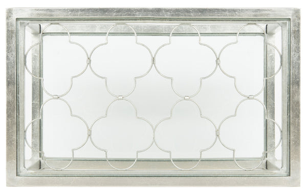 Safavieh HANZEL Silver Leaf Glass Side Table - Stylish Quatrefoil Design for Glamorous Small Spaces AMH8312B