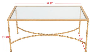 Safavieh MATILDA Gold Leaf Glass Coffee Table – Luxurious Antique-Inspired Centerpiece for Elegant Living Rooms AMH8318A
