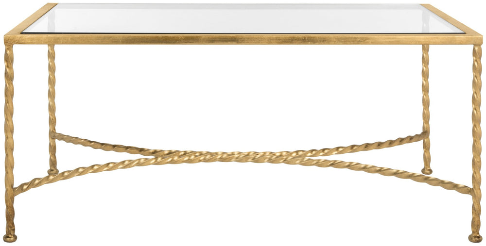 Safavieh MATILDA Gold Leaf Glass Coffee Table – Luxurious Antique-Inspired Centerpiece for Elegant Living Rooms AMH8318A