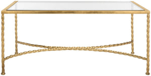 Safavieh MATILDA Gold Leaf Glass Coffee Table – Luxurious Antique-Inspired Centerpiece for Elegant Living Rooms AMH8318A