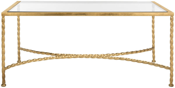 Safavieh MATILDA Gold Leaf Glass Coffee Table – Luxurious Antique-Inspired Centerpiece for Elegant Living Rooms AMH8318A