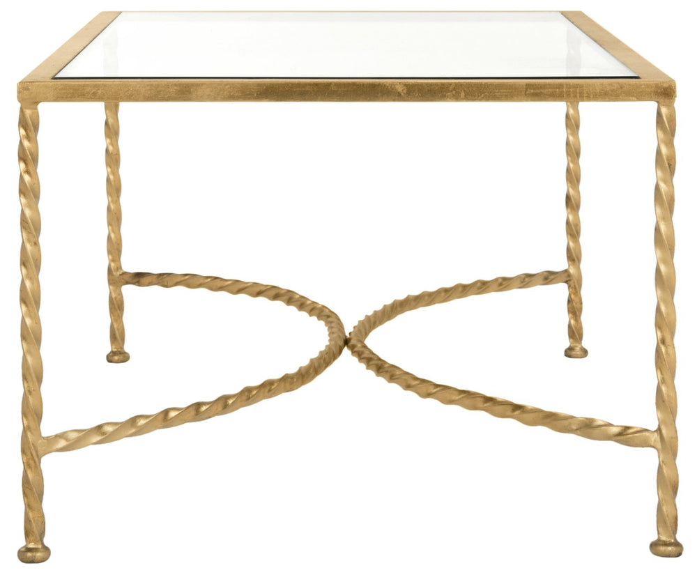 Safavieh MATILDA Gold Leaf Glass Coffee Table – Luxurious Antique-Inspired Centerpiece for Elegant Living Rooms AMH8318A