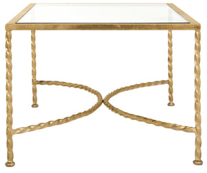 Safavieh MATILDA Gold Leaf Glass Coffee Table – Luxurious Antique-Inspired Centerpiece for Elegant Living Rooms AMH8318A