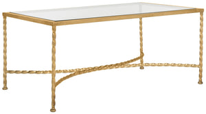 Safavieh MATILDA Gold Leaf Glass Coffee Table – Luxurious Antique-Inspired Centerpiece for Elegant Living Rooms AMH8318A