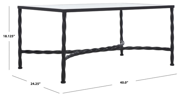 Safavieh MATILDA Glass Coffee Table - Vintage Glamour Meets Modern Elegance for Stylish Living Rooms and Lounges Black AMH8318C