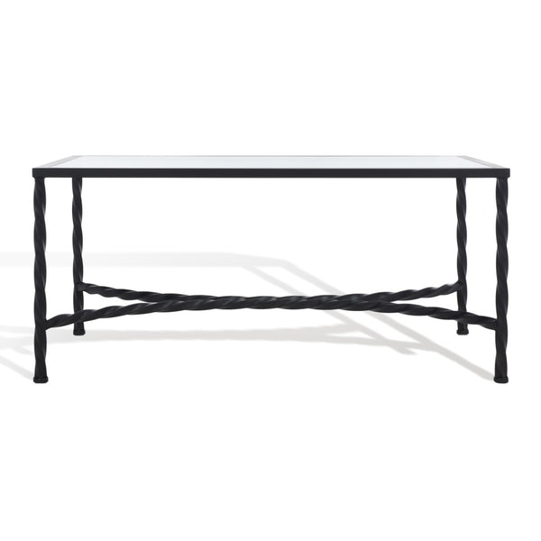 Safavieh MATILDA Glass Coffee Table - Vintage Glamour Meets Modern Elegance for Stylish Living Rooms and Lounges Black AMH8318C