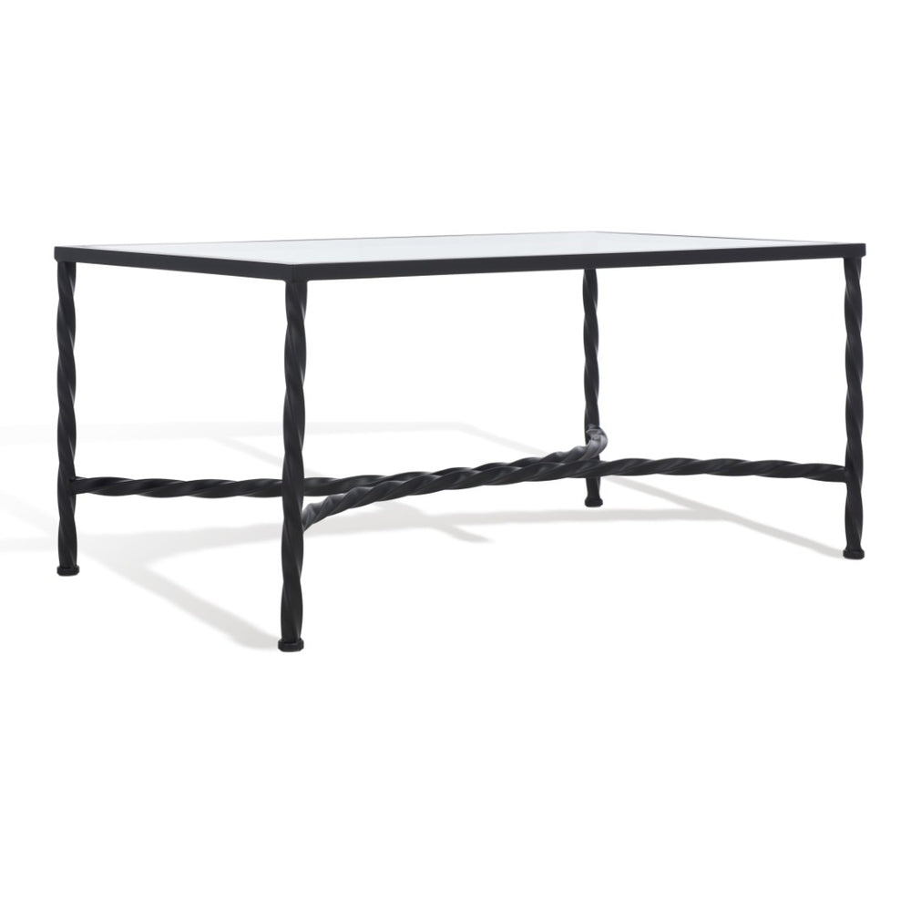 Safavieh MATILDA Glass Coffee Table - Vintage Glamour Meets Modern Elegance for Stylish Living Rooms and Lounges Black AMH8318C