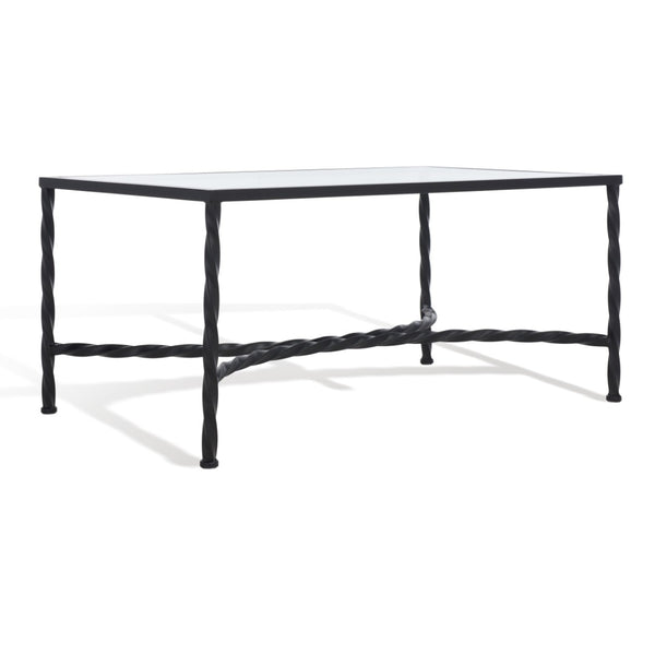 Safavieh MATILDA Glass Coffee Table - Vintage Glamour Meets Modern Elegance for Stylish Living Rooms and Lounges Black AMH8318C