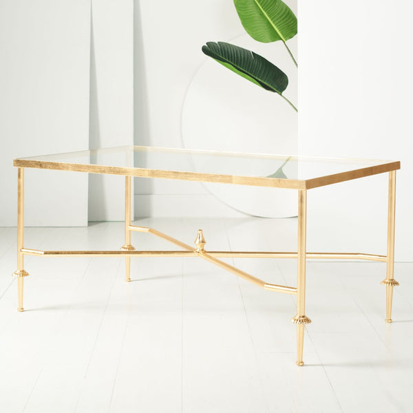 Safavieh DEVI Gold Leaf Coffee Table – Victorian Elegance Meets Modern Glamour for Chic Living Spaces AMH8332A