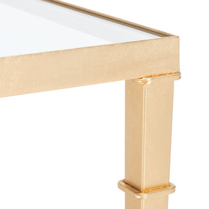 Safavieh MENDEZ Gold Leaf Accent Table – Chic Metal & Glass Design for Modern Living Spaces & Versatile Use AMH8336A