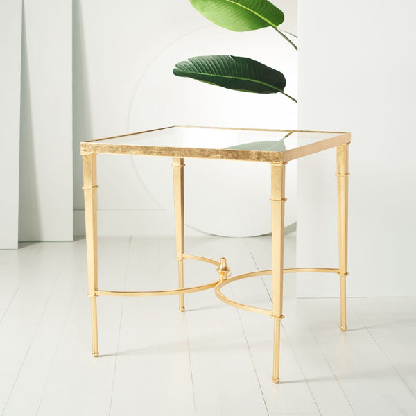 Safavieh MENDEZ Gold Leaf Accent Table – Chic Metal & Glass Design for Modern Living Spaces & Versatile Use AMH8336A