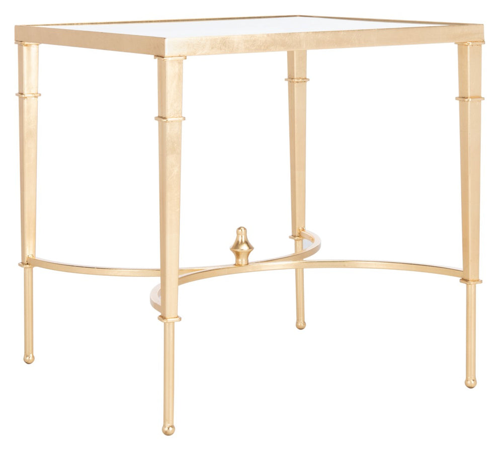 Safavieh MENDEZ Gold Leaf Accent Table – Chic Metal & Glass Design for Modern Living Spaces & Versatile Use AMH8336A