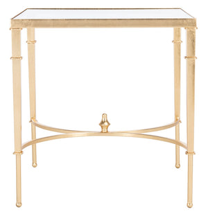 Safavieh MENDEZ Gold Leaf Accent Table – Chic Metal & Glass Design for Modern Living Spaces & Versatile Use AMH8336A