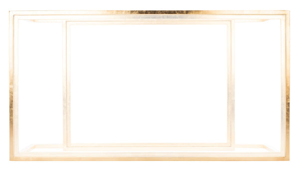 Safavieh VIVIAN Rectangle Gold Leaf Coffee Table – Luxurious Modern Glamour with Glass Top & Spacious Design AMH8344A