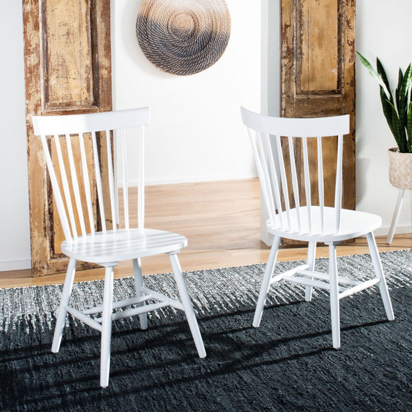 Safavieh PARKER Spindle Side Chairs - Set of 2 in White for Timeless Americana Charm & Modern Elegance AMH8500A-SET2