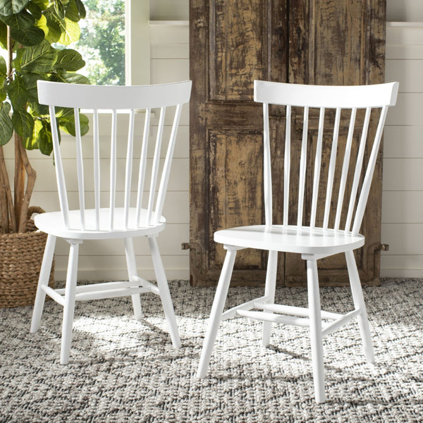Safavieh PARKER Spindle Side Chairs - Set of 2 in White for Timeless Americana Charm & Modern Elegance AMH8500A-SET2