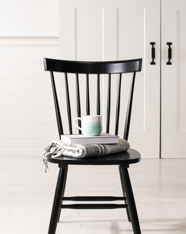 Safavieh PARKER Timeless Spindle-Back Side Chairs in Sleek Black - Set of 2 for Stylish Dining Spaces AMH8500B-SET2
