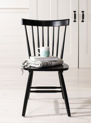 Safavieh PARKER Timeless Spindle-Back Side Chairs in Sleek Black - Set of 2 for Stylish Dining Spaces AMH8500B-SET2