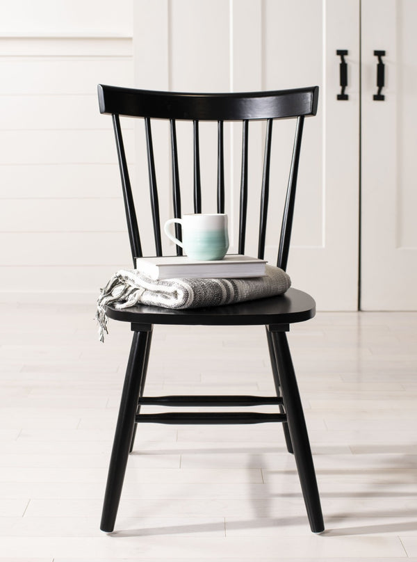 Safavieh PARKER Timeless Spindle-Back Side Chairs in Sleek Black - Set of 2 for Stylish Dining Spaces AMH8500B-SET2