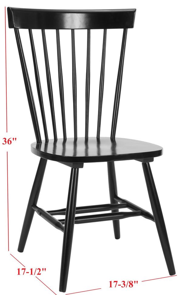 Safavieh PARKER Timeless Spindle-Back Side Chairs in Sleek Black - Set of 2 for Stylish Dining Spaces AMH8500B-SET2