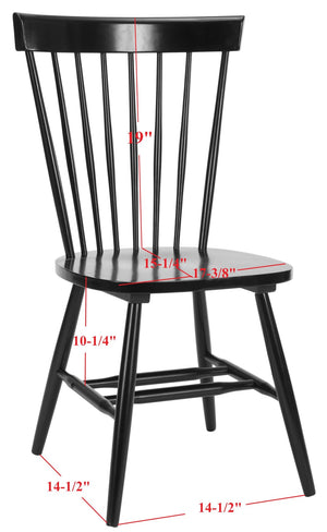 Safavieh PARKER Set of 4 Classic Spindle-Back Side Chairs in Sleek Black Finish for Dining & Accent Use AMH8500B-SET4