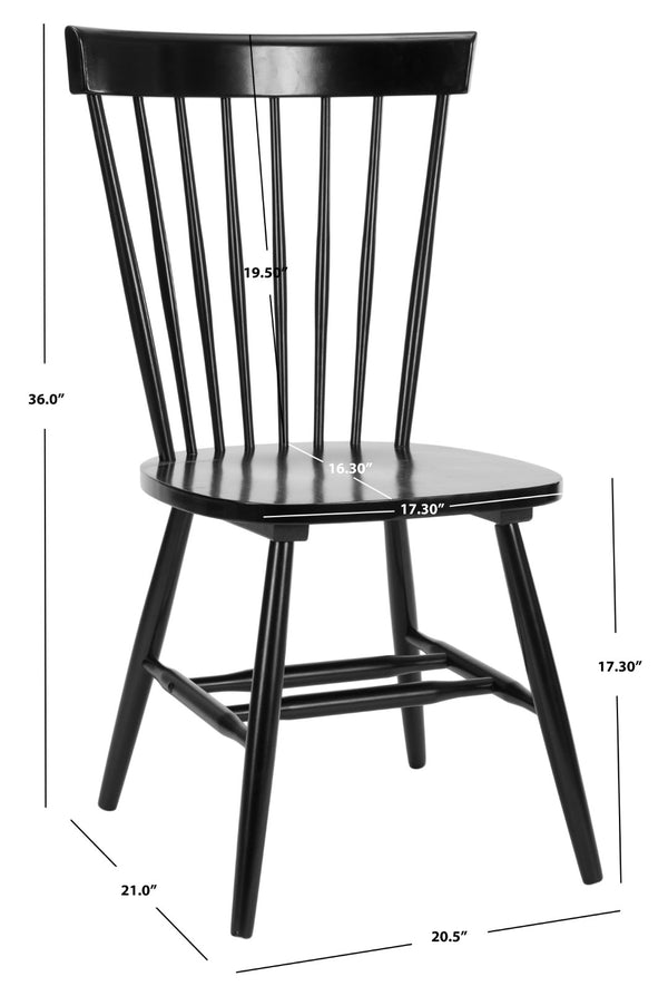 Safavieh PARKER Set of 4 Classic Spindle-Back Side Chairs in Sleek Black Finish for Dining & Accent Use AMH8500B-SET4
