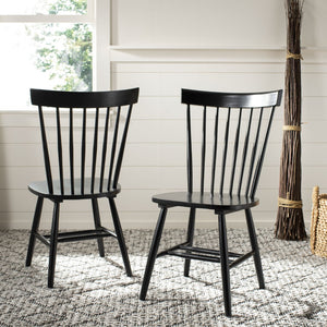Safavieh PARKER Timeless Spindle-Back Side Chairs in Sleek Black - Set of 2 for Stylish Dining Spaces AMH8500B-SET2