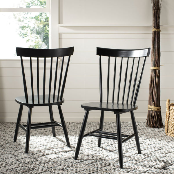 Safavieh PARKER Timeless Spindle-Back Side Chairs in Sleek Black - Set of 2 for Stylish Dining Spaces AMH8500B-SET2