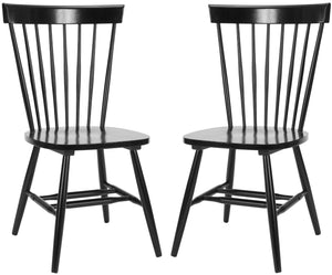 Safavieh PARKER Timeless Spindle-Back Side Chairs in Sleek Black - Set of 2 for Stylish Dining Spaces AMH8500B-SET2