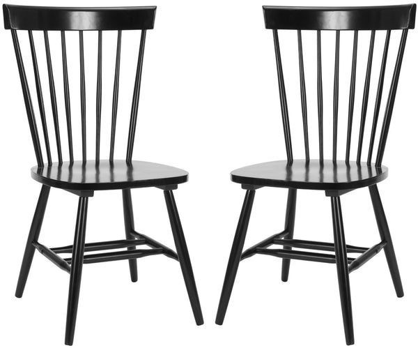 Safavieh PARKER Timeless Spindle-Back Side Chairs in Sleek Black - Set of 2 for Stylish Dining Spaces AMH8500B-SET2