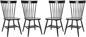 Safavieh PARKER Set of 4 Classic Spindle-Back Side Chairs in Sleek Black Finish for Dining & Accent Use AMH8500B-SET4