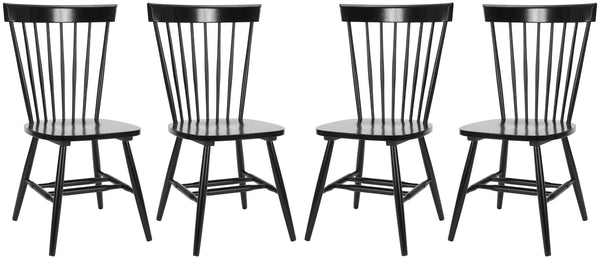 Safavieh PARKER Set of 4 Classic Spindle-Back Side Chairs in Sleek Black Finish for Dining & Accent Use AMH8500B-SET4