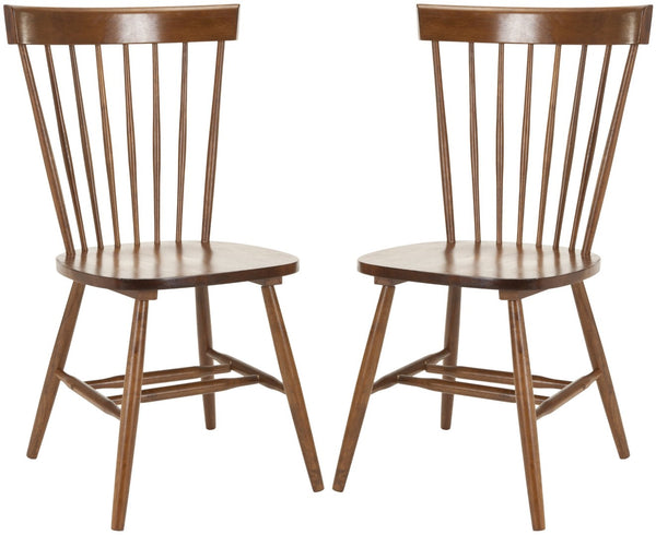 Safavieh PARKER Side Chair Set of Two - Timeless Americana Design for Charming Dining Spaces and Comfort Dark Oak AMH8500C-SET2