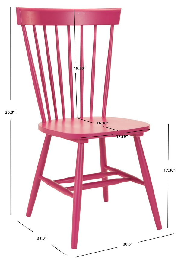 Safavieh PARKER Side Chair Set of Two - Timeless Americana Design for Charming Dining Spaces and Comfort Raspberry AMH8500D-SET2