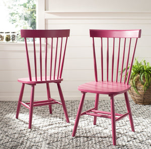 Safavieh PARKER Side Chair Set of Two - Timeless Americana Design for Charming Dining Spaces and Comfort Raspberry AMH8500D-SET2