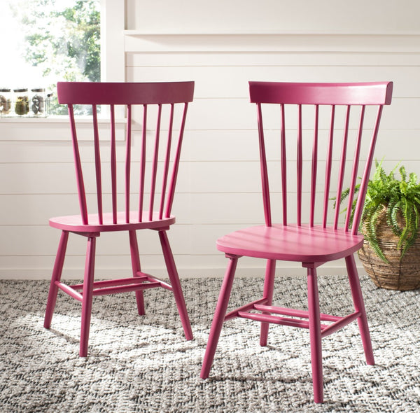 Safavieh PARKER Side Chair Set of Two - Timeless Americana Design for Charming Dining Spaces and Comfort Raspberry AMH8500D-SET2